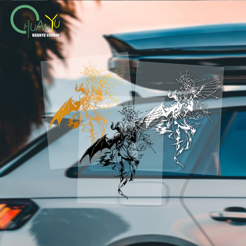Motorcycle Gear Outlet - Demon Bat Wing autosticker, donkere gotische